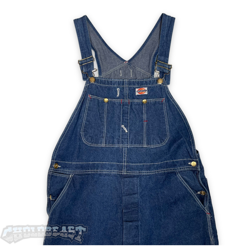 VTG 90s Dickies Carpenters Work Wear Denim Overalls 38X32 Made USA vintage blue